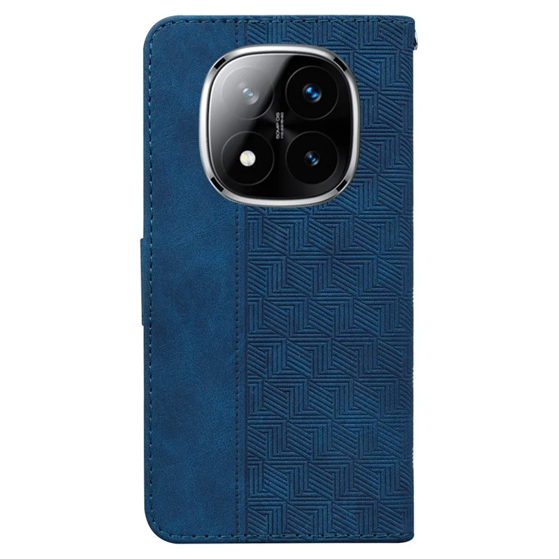 For Xiaomi Redmi Note 14 Pro 5G / Poco X7 5G Case Geometry Pattern Leather Wallet Phone Cover with Wrist Strap - Blue