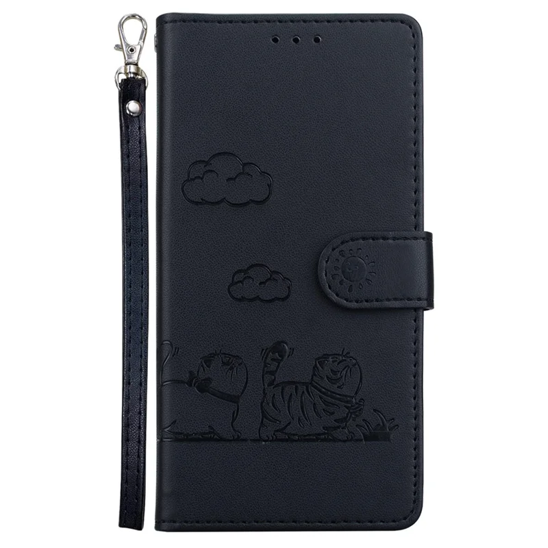 For Xiaomi Redmi Note 14 Pro 5G / Poco X7 5G Case RFID Blocking Kitten Pattern TPU+PU Leather Phone Cover - Black