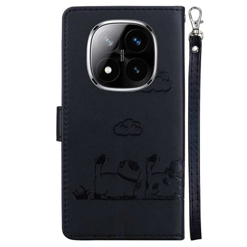 For Xiaomi Redmi Note 14 Pro 5G / Poco X7 5G Case RFID Blocking Kitten Pattern TPU+PU Leather Phone Cover - Black