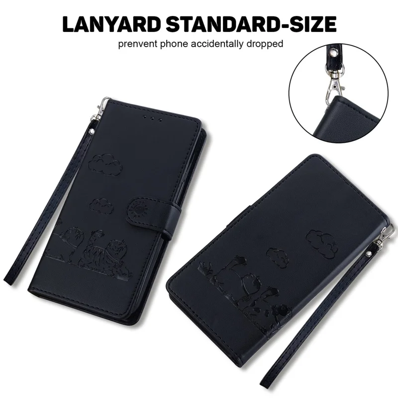 For Xiaomi Redmi Note 14 Pro 5G / Poco X7 5G Case RFID Blocking Kitten Pattern TPU+PU Leather Phone Cover - Black
