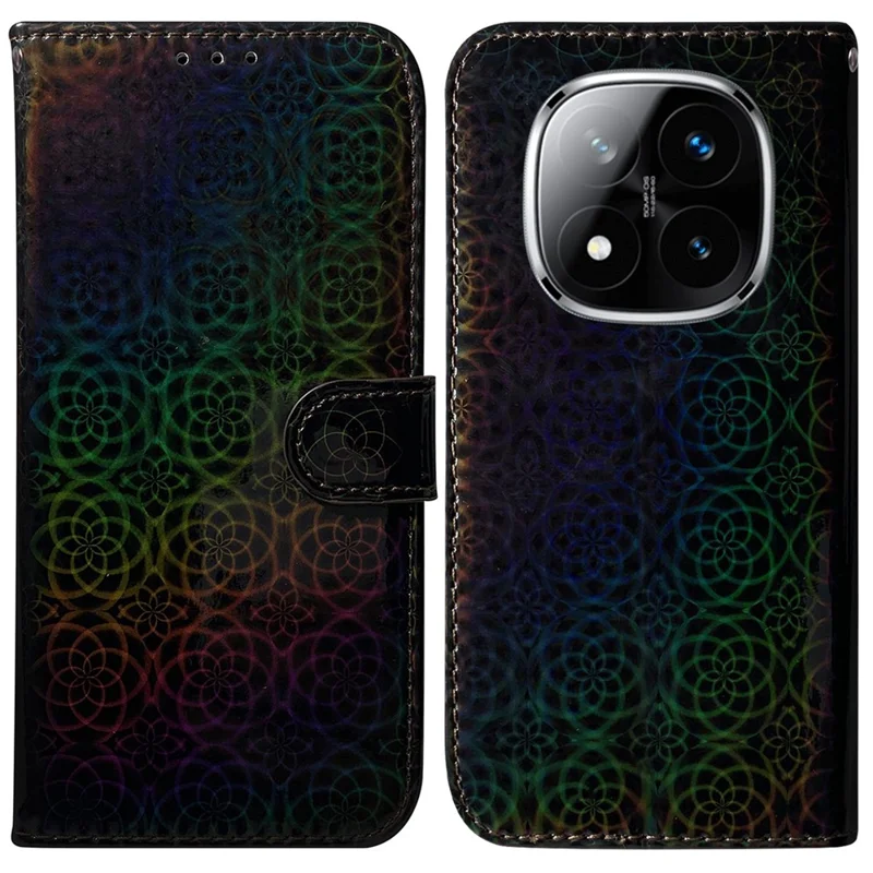 For Xiaomi Redmi Note 14 Pro 5G / Poco X7 5G Stand Case Dazzling Flower Leather Phone Cover - Black