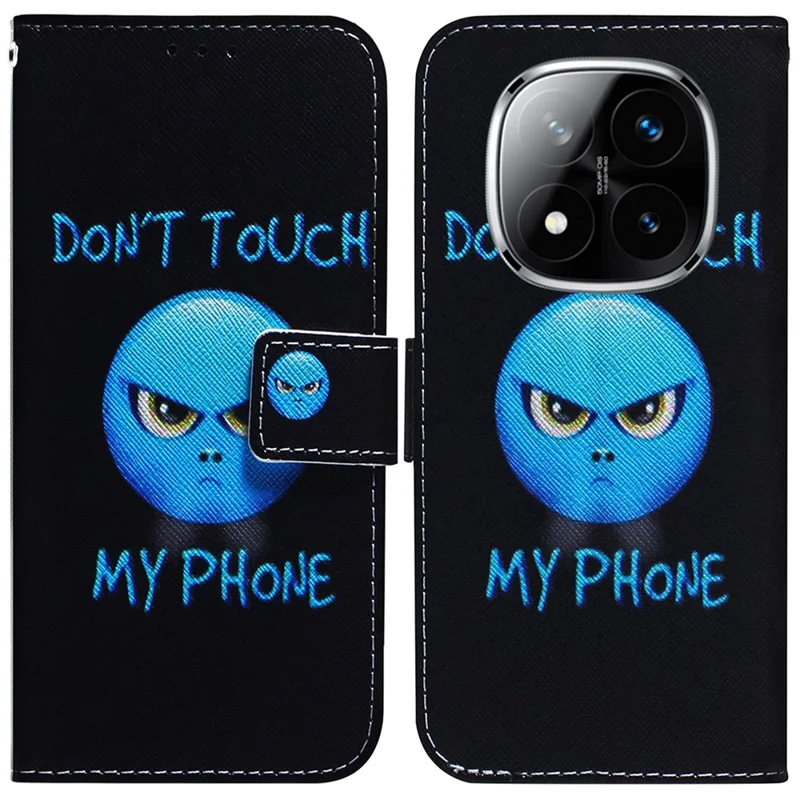 For Xiaomi Redmi Note 14 Pro 5G / Poco X7 5G Wallet Case Pattern Print Leather Phone Cover - Don't Touch My Phone