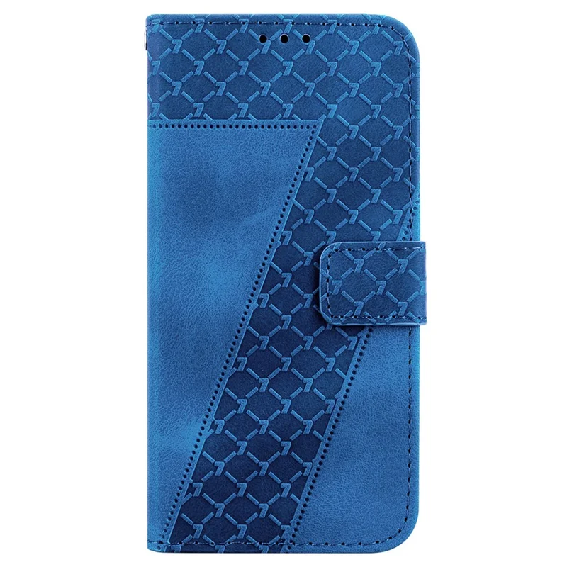 For Xiaomi Redmi Note 14 Pro 5G / Poco X7 5G Stand Case 7-Shaped Pattern Imprint Leather Phone Cover - Dark Blue