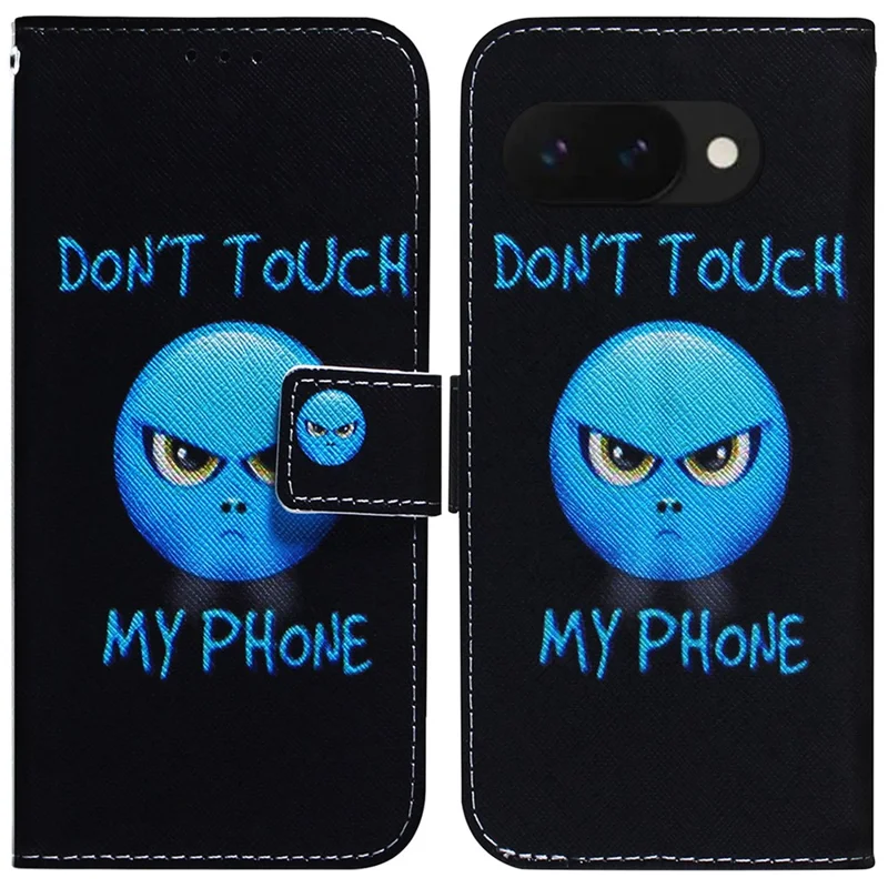 For Google Pixel 9a Wallet Case Pattern Print Leather Phone Cover - Don't Touch My Phone