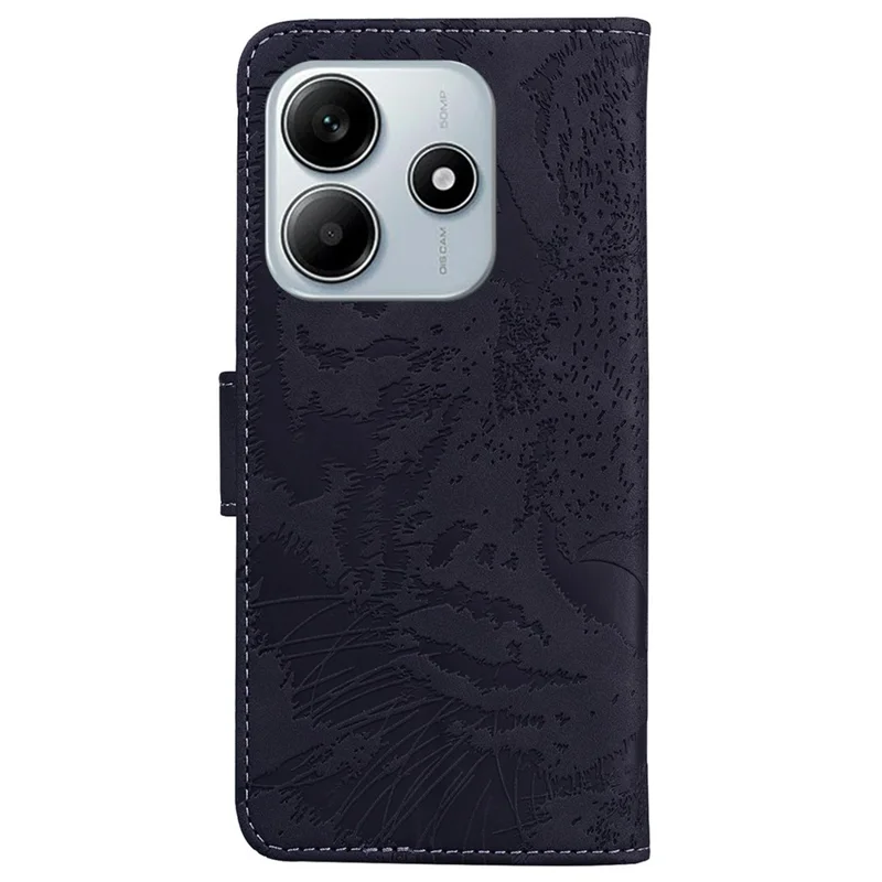 For Xiaomi Redmi Note 14 5G Case Tiger Imprint Leather Wallet Phone Cover - Black