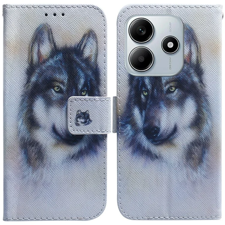 Für Xiaomi Redmi Note 14 5G Wallet Case Muster Print Lederhülle - Wolf