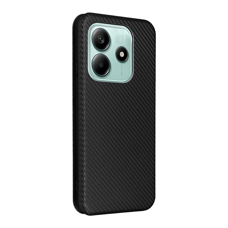 For Xiaomi Redmi Note 14 5G Case Carbon Fiber Texture Drop-Proof PU Leather Phone Cover - Black
