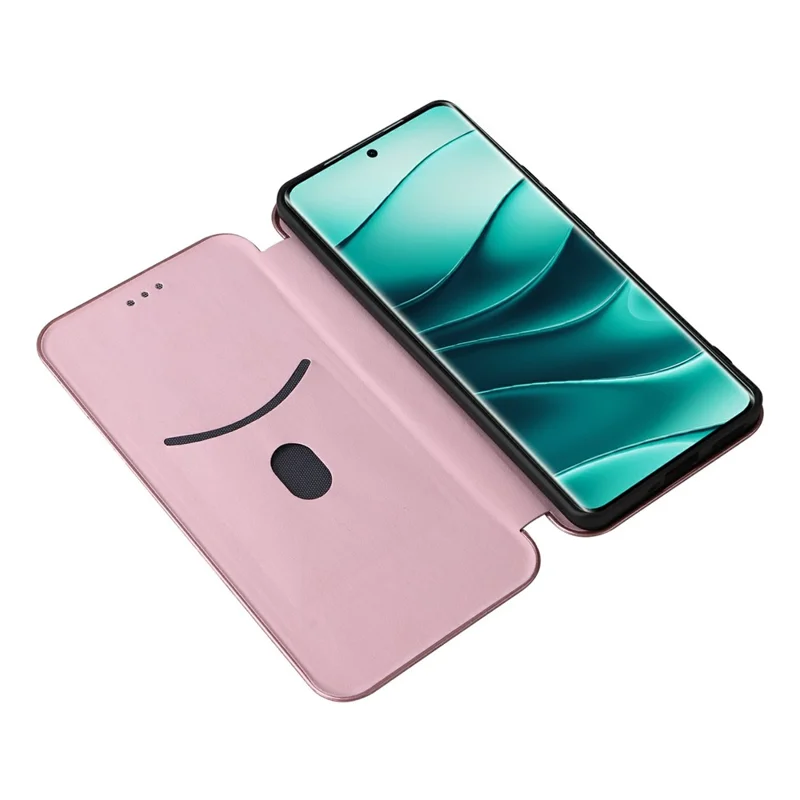 For Xiaomi Redmi Note 14 Pro 5G / Poco X7 5G Case Carbon Fiber Texture Drop-Proof PU Leather Phone Cover - Rose Gold