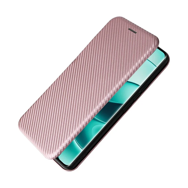 For Xiaomi Redmi Note 14 Pro 5G / Poco X7 5G Case Carbon Fiber Texture Drop-Proof PU Leather Phone Cover - Rose Gold