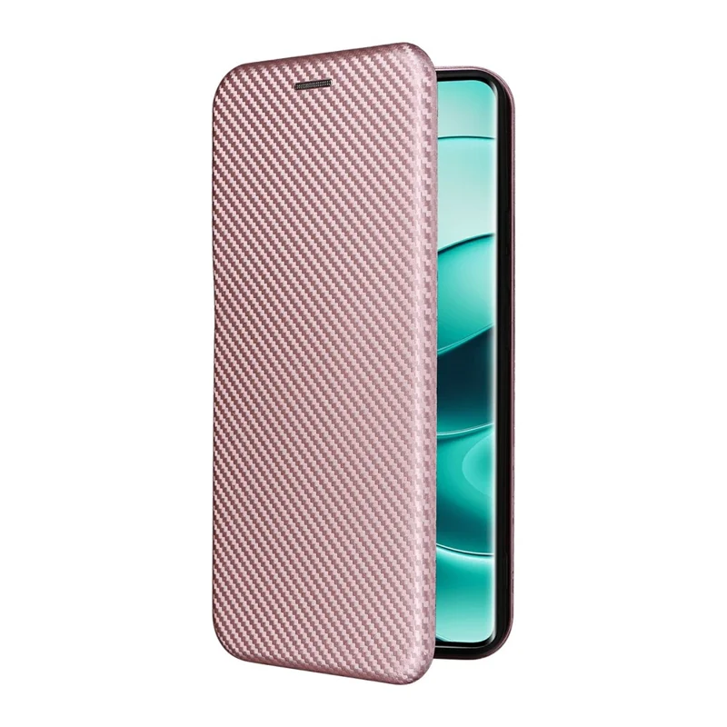 For Xiaomi Redmi Note 14 Pro 5G / Poco X7 5G Case Carbon Fiber Texture Drop-Proof PU Leather Phone Cover - Rose Gold