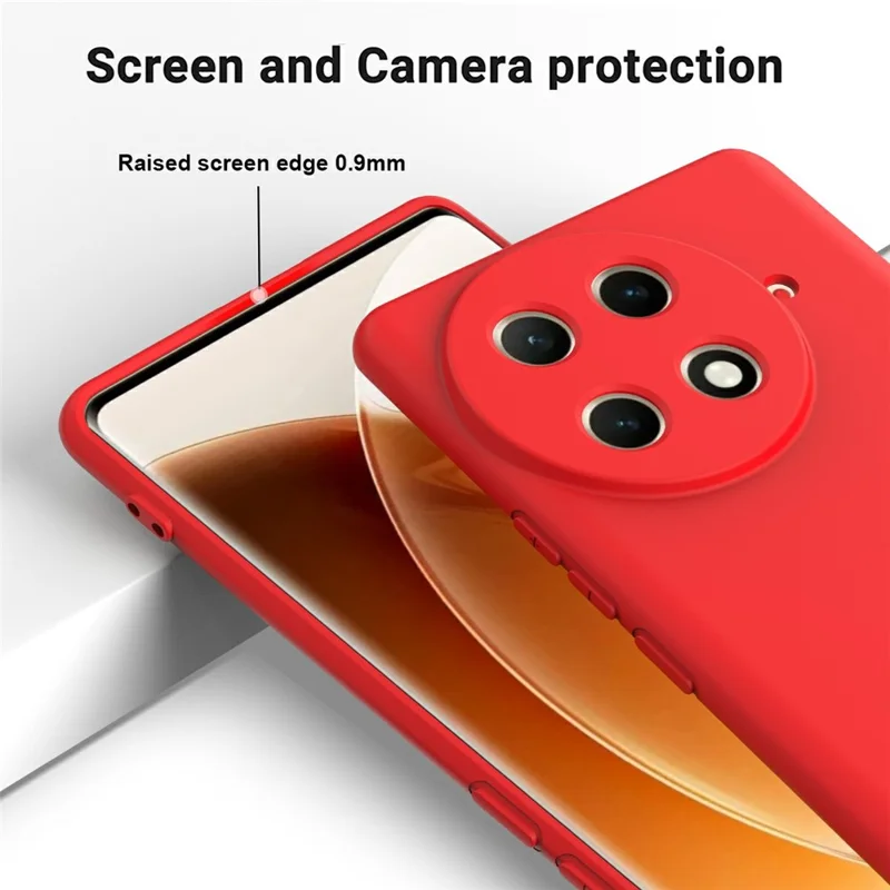 For TECNO Camon 30S Pro 4G  /  30S 4G Case Liquid Silicone Anti-Scratch Phone Cover with Hand Strap - Red