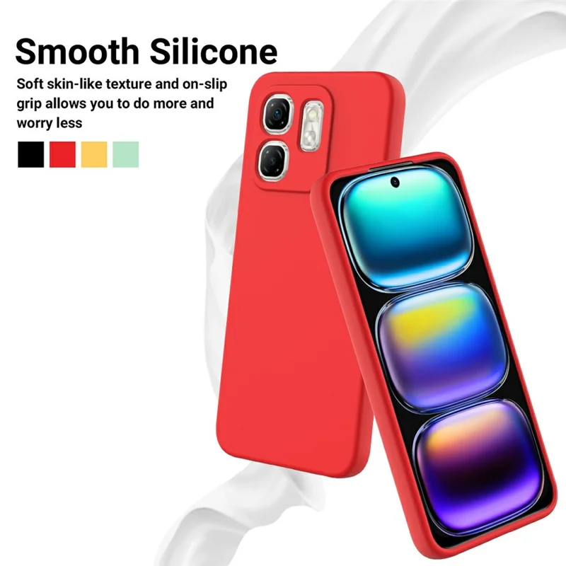 Para Infinix Hot 50i 4G / Smart 9 4G Funda Silicona Líquida Anti-Arañazos con Correa de Mano - Rojo