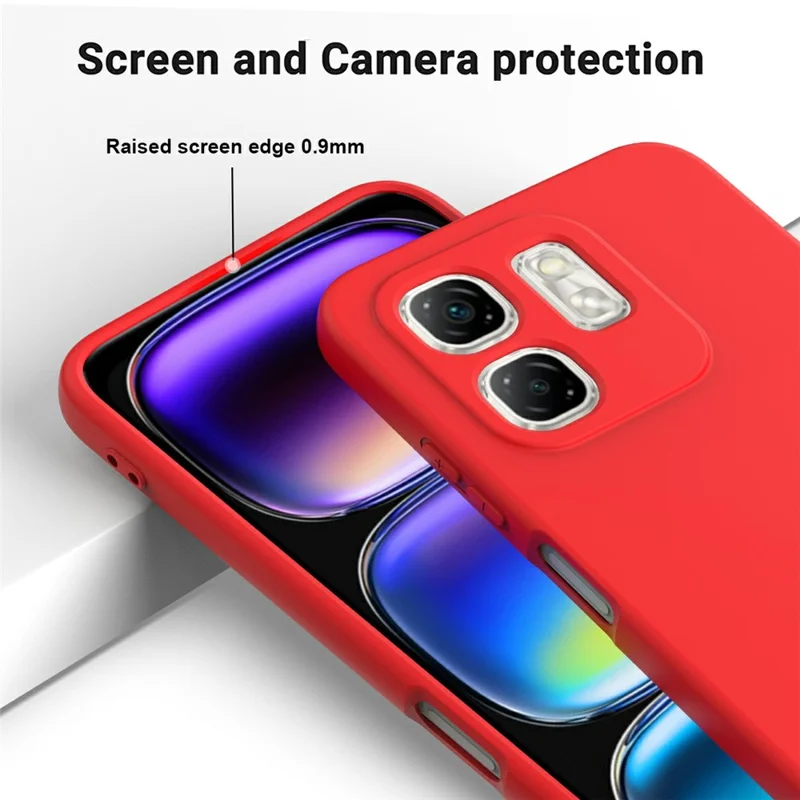 Para Infinix Hot 50i 4G / Smart 9 4G Funda Silicona Líquida Anti-Arañazos con Correa de Mano - Rojo