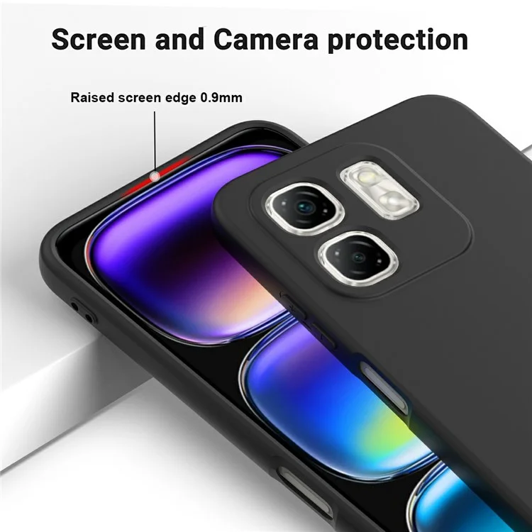 For Infinix Hot 50i 4G / Smart 9 4G Case Liquid Silicone Anti-Scratch Phone Cover with Hand Strap - Black