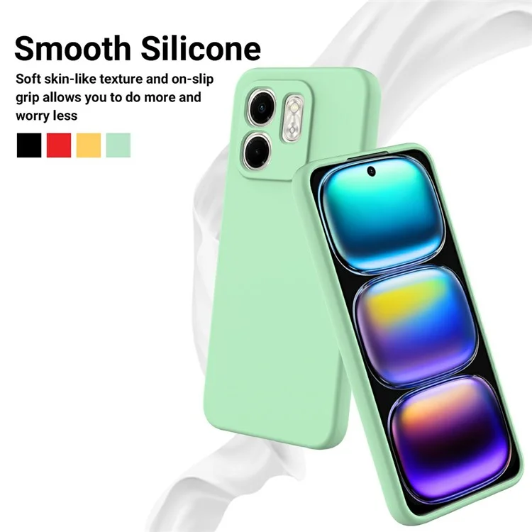 For Infinix Smart 9 4G Case Liquid Silicone Anti-Scratch Phone Cover with Hand Strap - Green