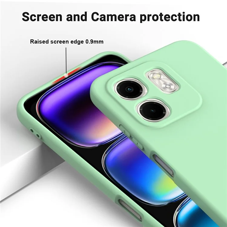 For Infinix Smart 9 4G Case Liquid Silicone Anti-Scratch Phone Cover with Hand Strap - Green