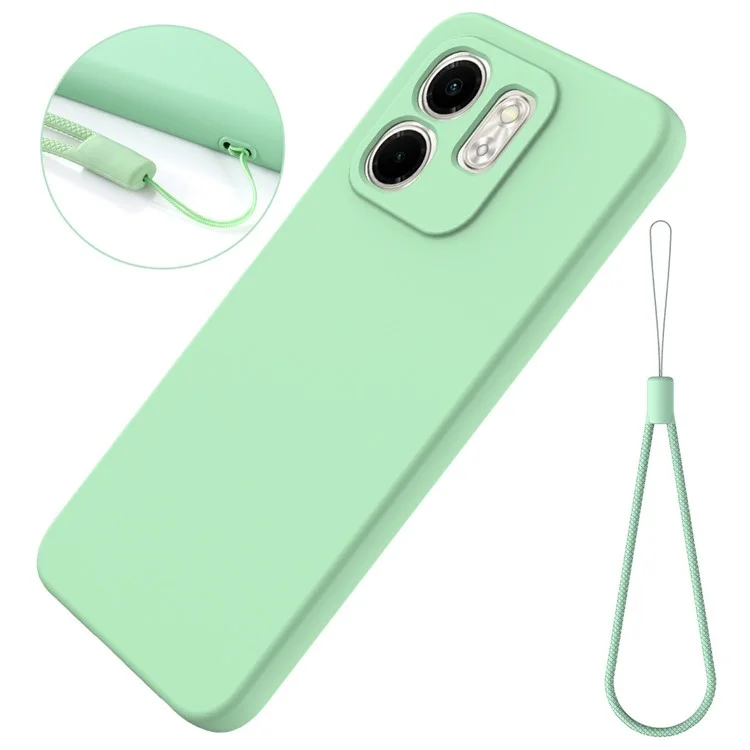 For Infinix Smart 9 4G Case Liquid Silicone Anti-Scratch Phone Cover with Hand Strap - Green