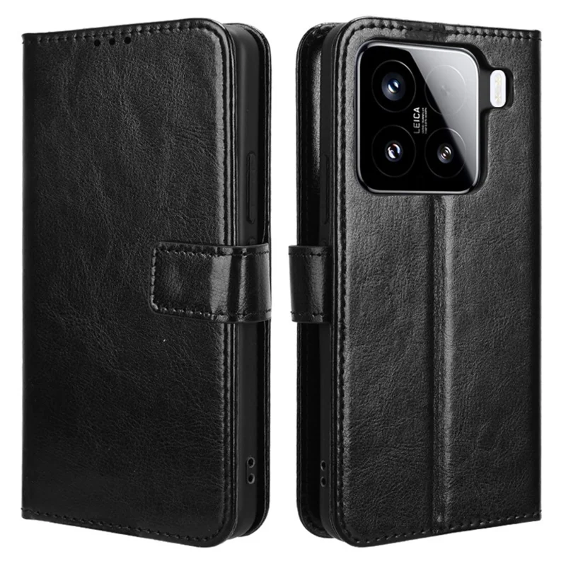 Til Xiaomi 15 Skåle Med Vildheststruktur PU Læder Telefon Wallet Cover - Sort