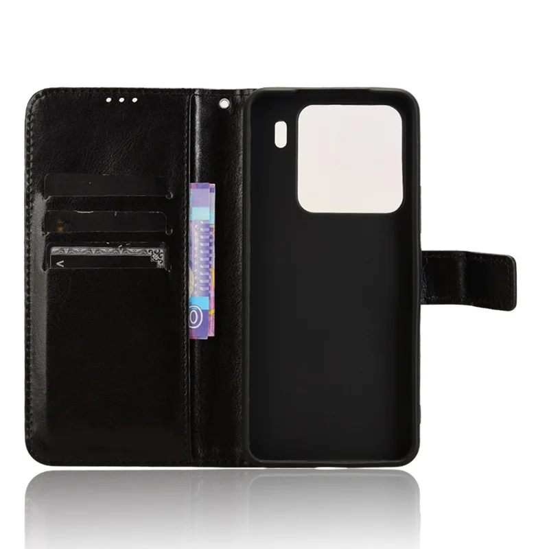 Til Xiaomi 15 Skåle Med Vildheststruktur PU Læder Telefon Wallet Cover - Sort