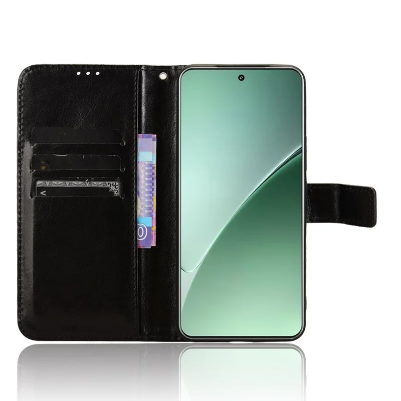 Til Xiaomi 15 Skåle Med Vildheststruktur PU Læder Telefon Wallet Cover - Sort