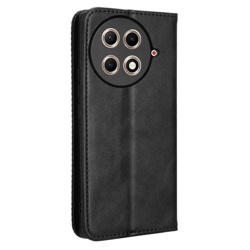 جراب جلد لهاتف TECNO Camon 30S 4G / 30S Pro 4G مع محفظة وحامل وملمس ريترو - أسود