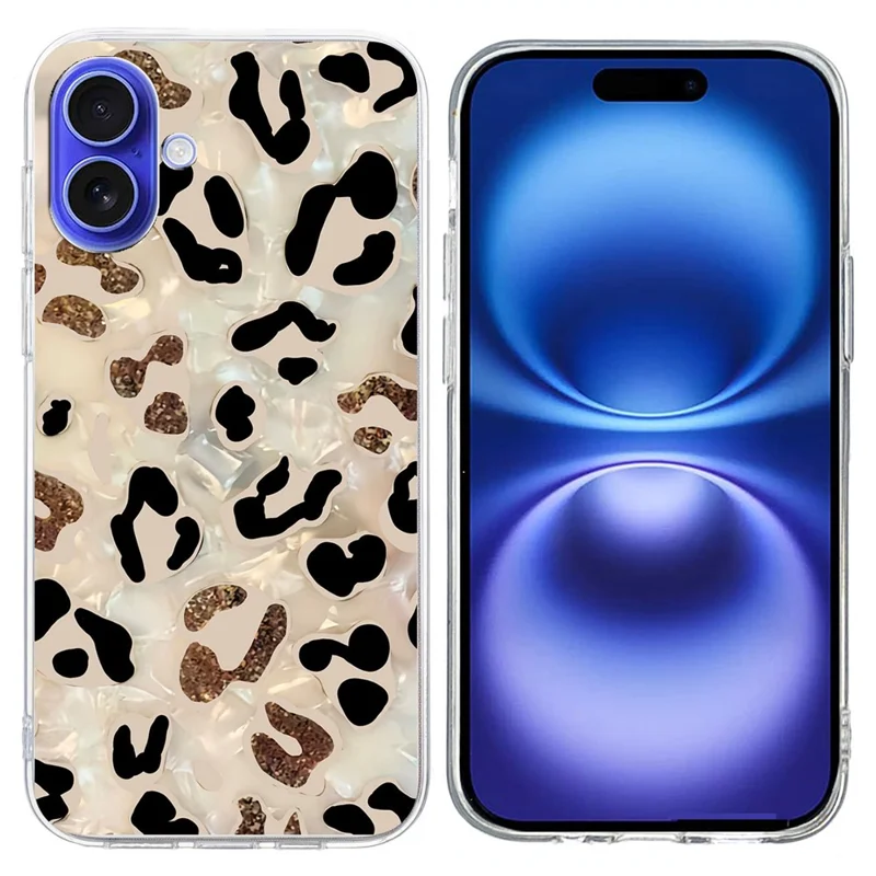 For iPhone 16 Case Pattern Printing Shockproof Soft TPU Phone Cover - Leopard Print