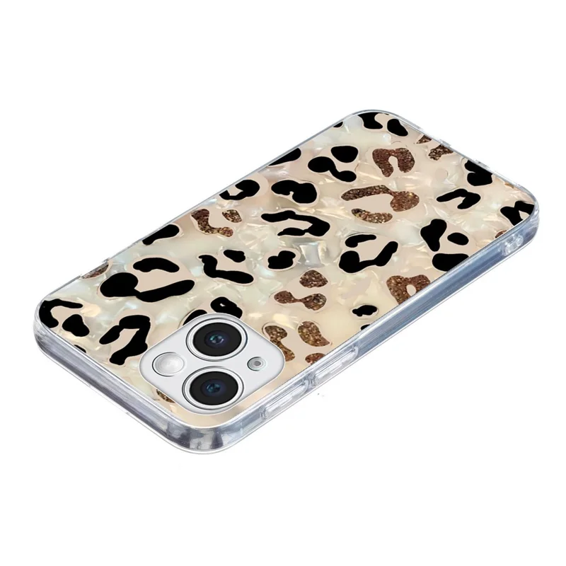 For iPhone 15 Case Pattern Printing Shockproof Soft TPU Phone Cover - Leopard Print