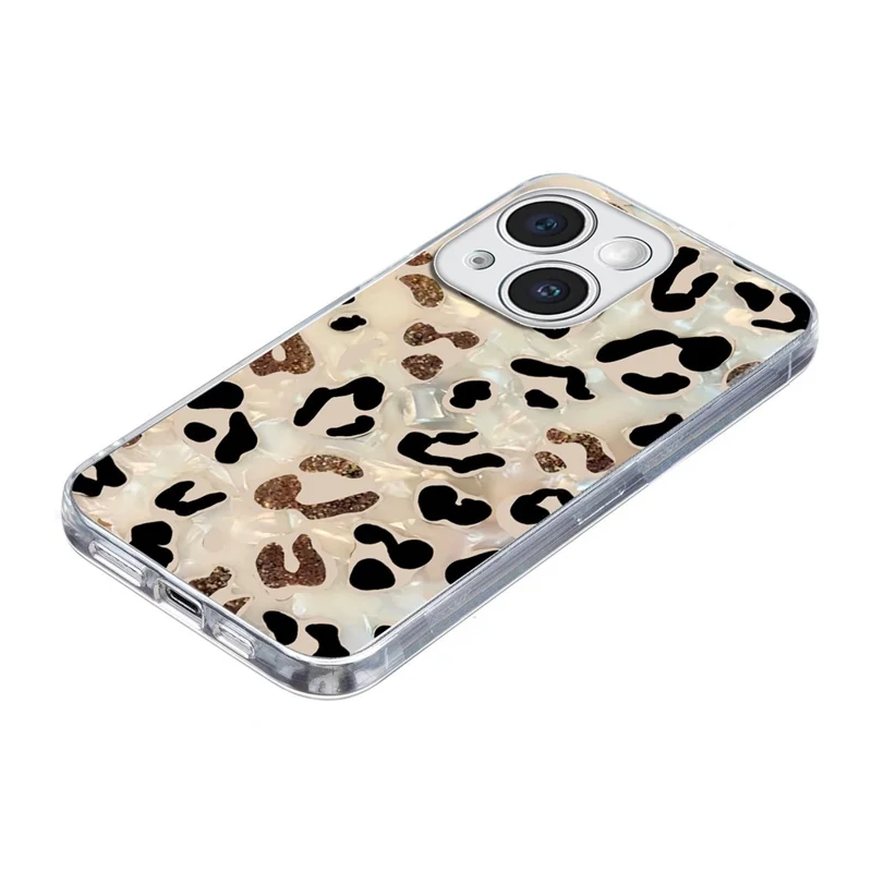 For iPhone 15 Case Pattern Printing Shockproof Soft TPU Phone Cover - Leopard Print