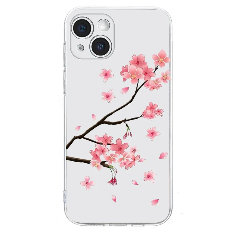 For iPhone 15 Plus Case Pattern Printing Shockproof Soft TPU Phone Cover - Plum Blossom