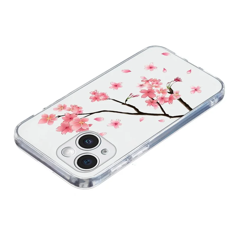 For iPhone 15 Plus Case Pattern Printing Shockproof Soft TPU Phone Cover - Plum Blossom