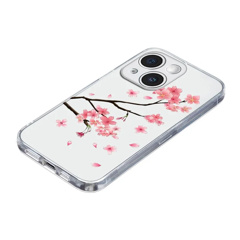 For iPhone 15 Plus Case Pattern Printing Shockproof Soft TPU Phone Cover - Plum Blossom