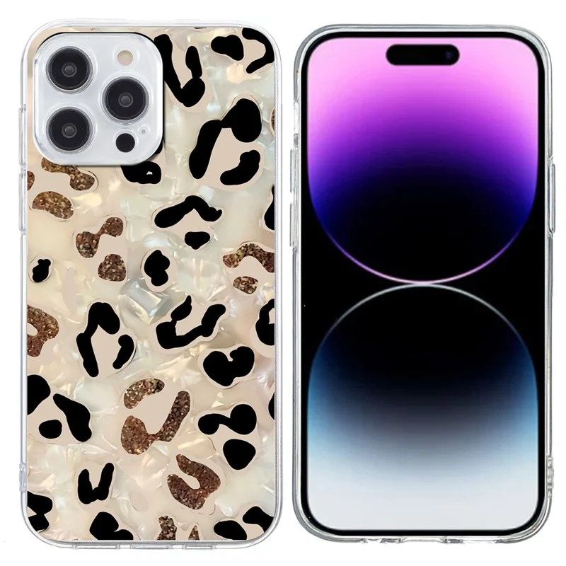 For iPhone 15 Pro Max Hoesje met Motiefafdruk Schokbestendig Zachte TPU Telefoonhoes - Luipaardprint