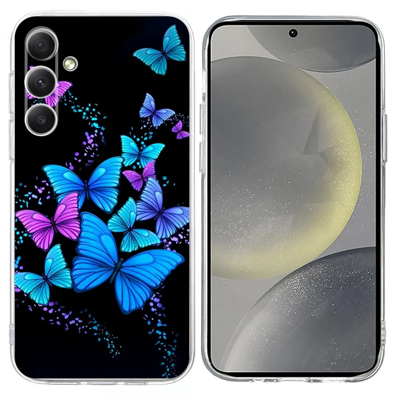 For Samsung Galaxy S24 Case Pattern Printing Shockproof Soft TPU Phone Cover - Colorful Butterflies