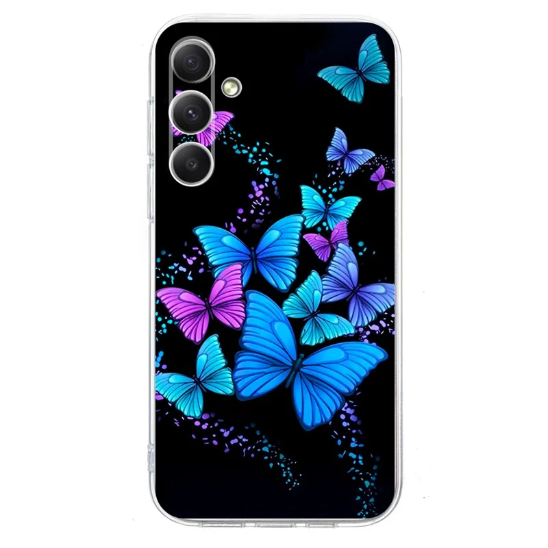 For Samsung Galaxy S24 Case Pattern Printing Shockproof Soft TPU Phone Cover - Colorful Butterflies