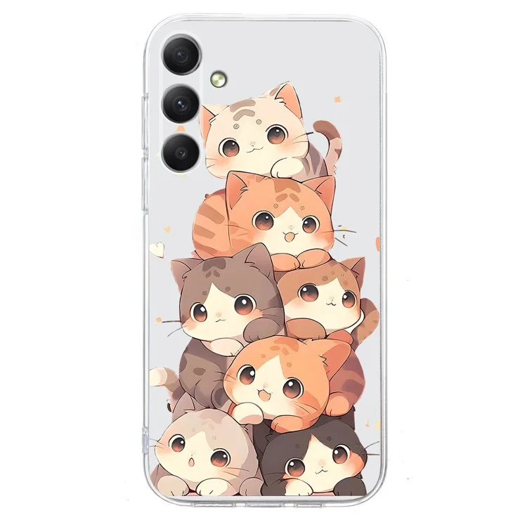 For Samsung Galaxy A25 5G (Global) (161.0 x 76.5 x 8.3mm) Case Pattern Printing Shockproof Soft TPU Phone Cover - Multiple Kittens