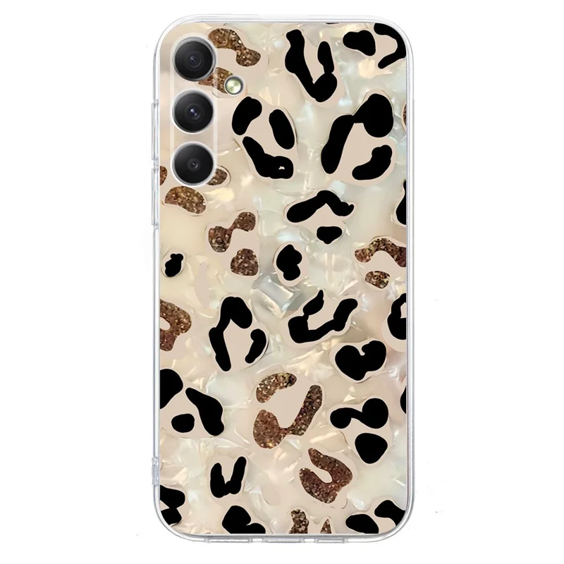 For Samsung Galaxy A55 5G Case Pattern Printing Shockproof Soft TPU Phone Cover - Leopard Print