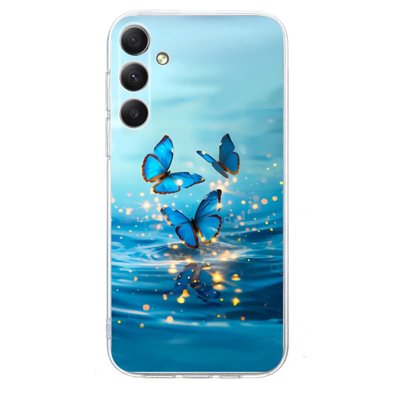 For Samsung Galaxy A36 5G Case Pattern Printing Shockproof Soft TPU Phone Cover - Blue Butterfly