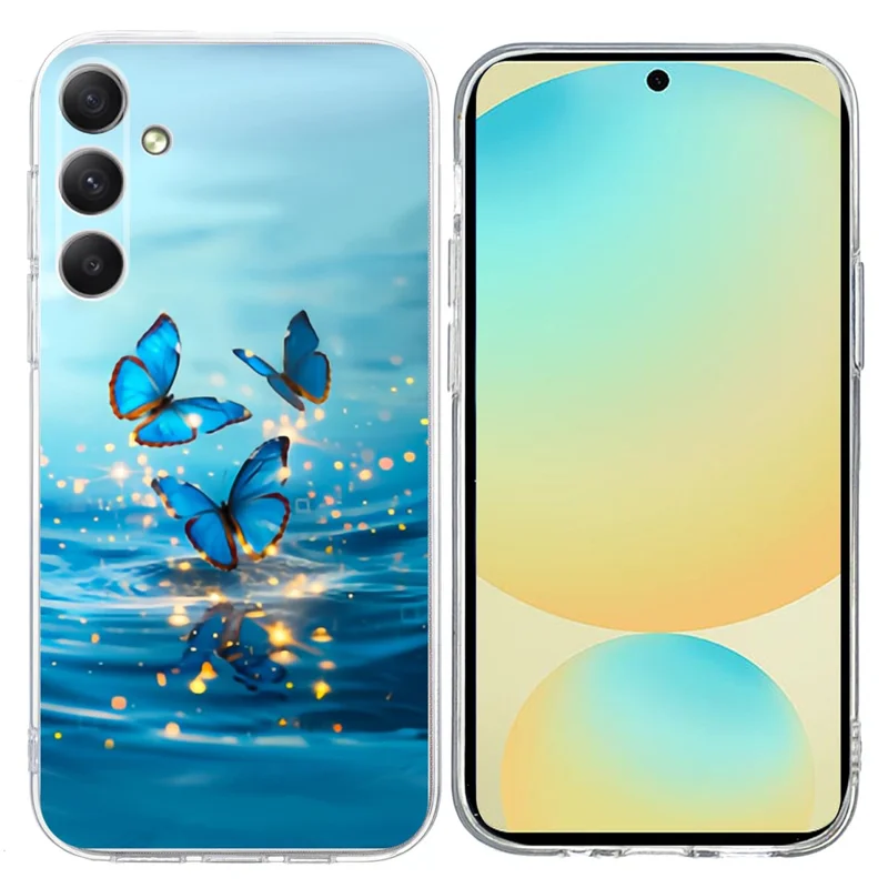 For Samsung Galaxy A36 5G Case Pattern Printing Shockproof Soft TPU Phone Cover - Blue Butterfly
