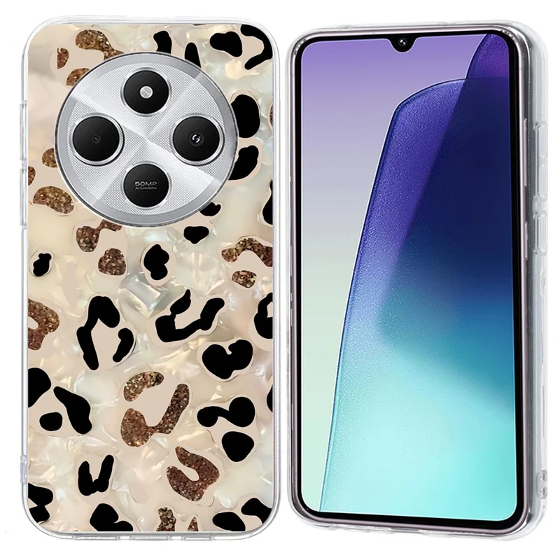 Coque de téléphone en TPU souple avec impression de motif antichoc pour Xiaomi Poco C75 4G / Redmi 14R 5G / 14C 4G - Imprimé léopard