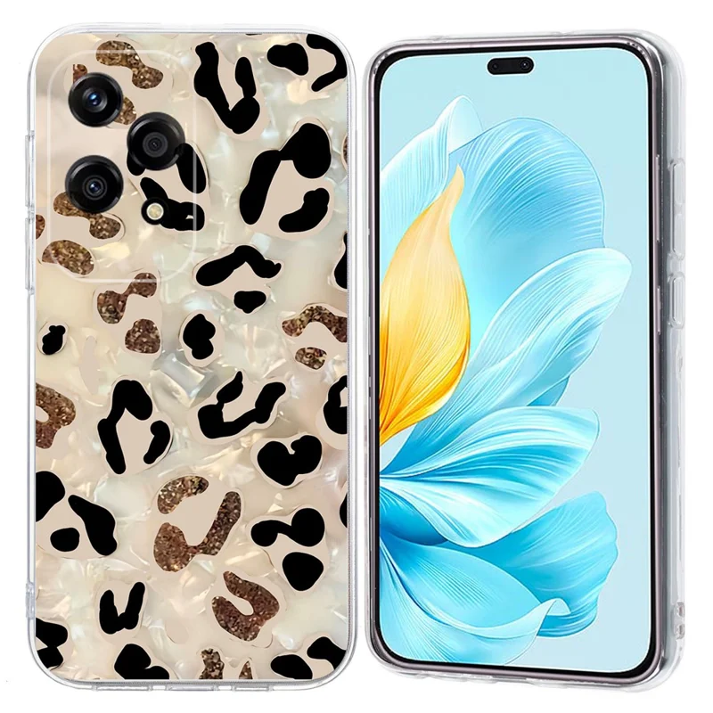 For Honor 200 Lite Case Pattern Printing Shockproof Soft TPU Phone Cover - Leopard Print