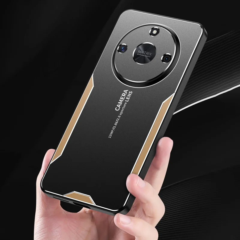 For Honor X60 5G Phone Case Aluminium Alloy TPU PC Back Cover - Gold