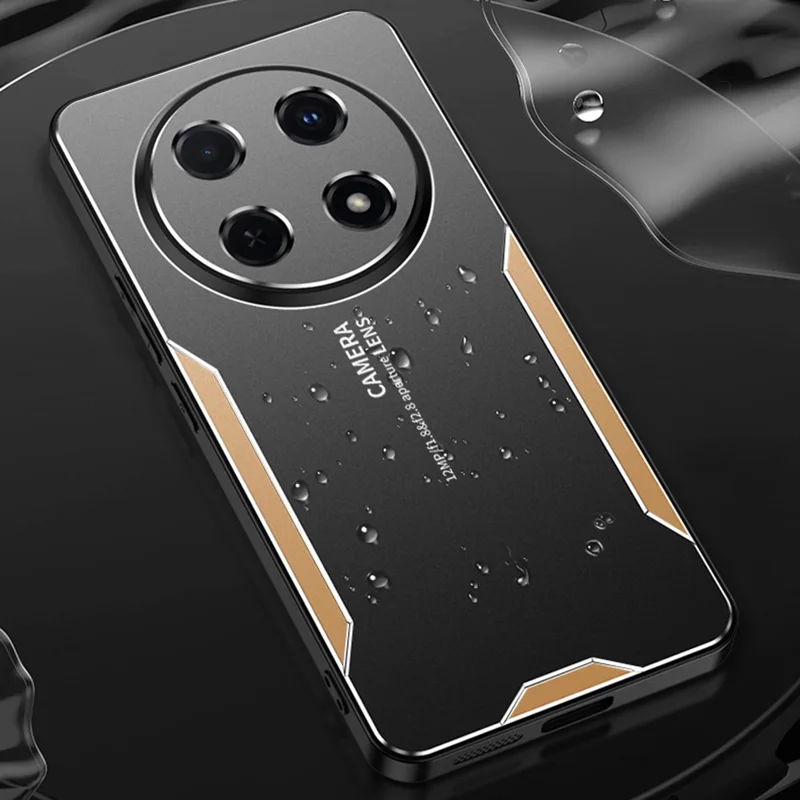For Honor Magic7 Lite 5G / X9c 5G / X60 Pro 5G Phone Case Aluminium Alloy TPU PC Back Cover - Gold