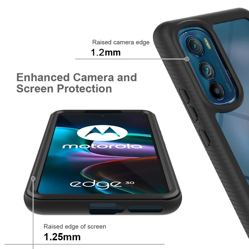 For Motorola Edge 30 5G Hard PC + Soft TPU Case PET Screen Protector Drop-proof Phone Cover - Red