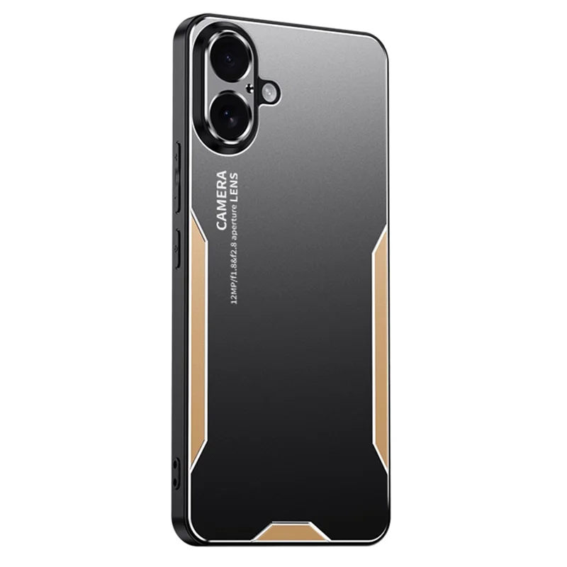 For iPhone 16 Phone Case Aluminium Alloy TPU PC Back Cover - Gold