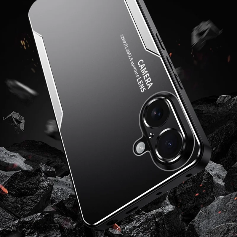 For iPhone 16 Phone Case Aluminium Alloy TPU PC Back Cover - Gold