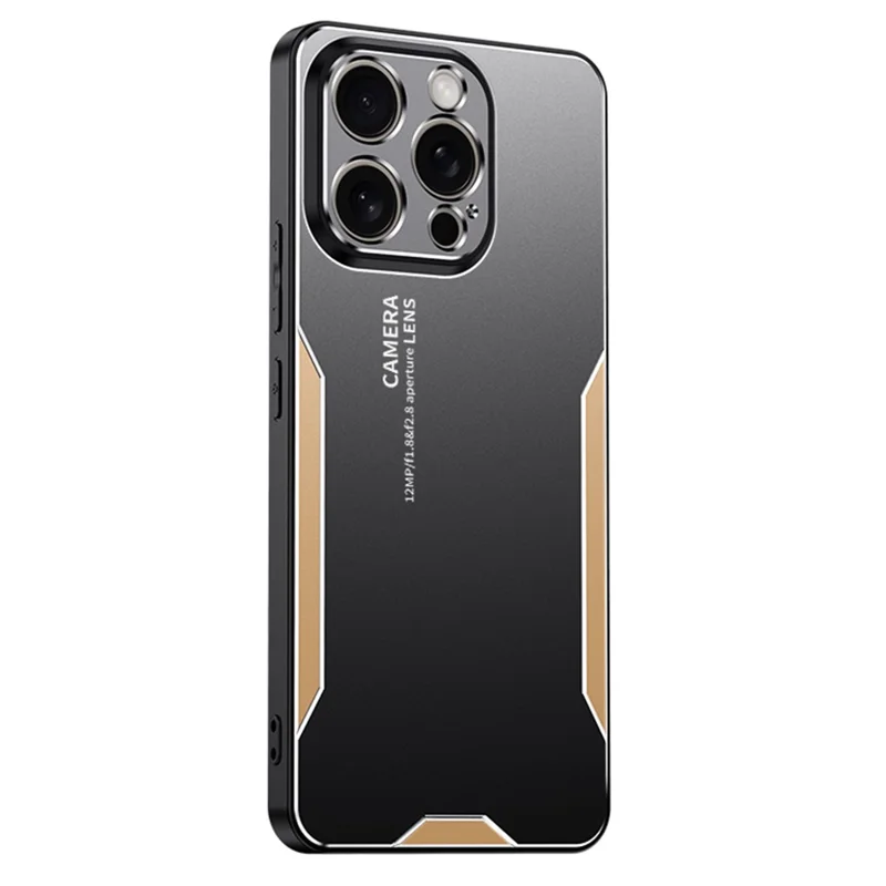 For iPhone 16 Pro Max Phone Case Aluminium Alloy TPU PC Back Cover - Gold