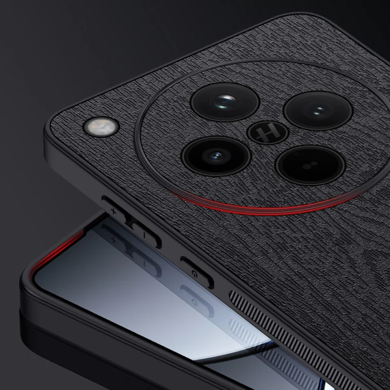 For Oppo Find X8 5G Case Wood Texture PU Leather Coated PC+TPU Phone Cover - Black