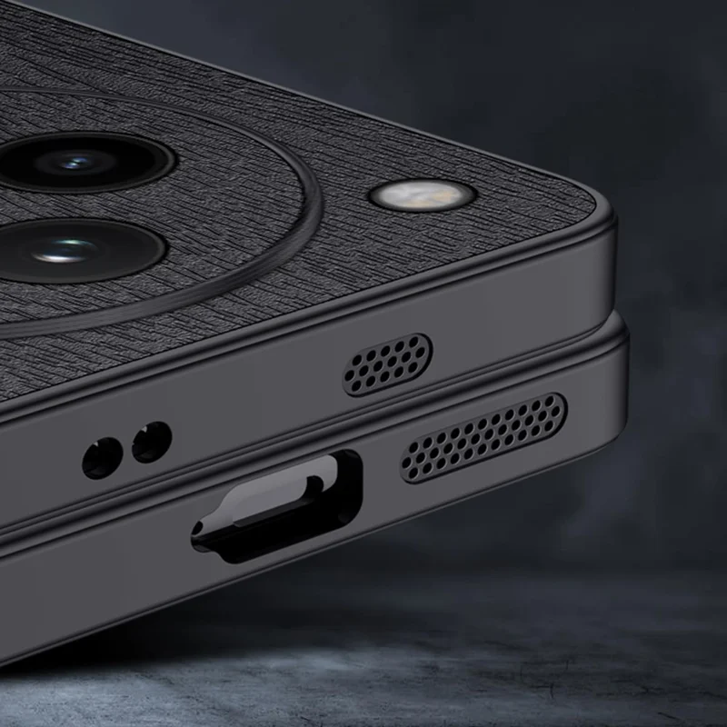 For Oppo Find X8 5G Case Wood Texture PU Leather Coated PC+TPU Phone Cover - Black