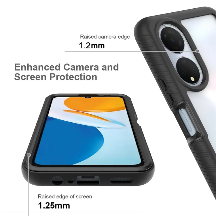 PC + TPU + PET-Bildschirmschutz-Handyhülle für Honor X7, rundum schützende Handyhülle - Schwarz