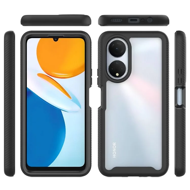 PC + TPU + PET-Bildschirmschutz-Handyhülle für Honor X7, rundum schützende Handyhülle - Schwarz